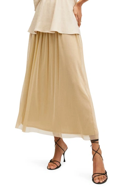 Mango Women's Metallic Tulle Skirt In Gold-tone