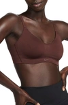 Nike Dri-fit Alate Minimalist Light-support Padded Bra In Dark Brown