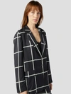 Equipment Verria Windowpane Check Silk Blazer In True Black Multi Carre