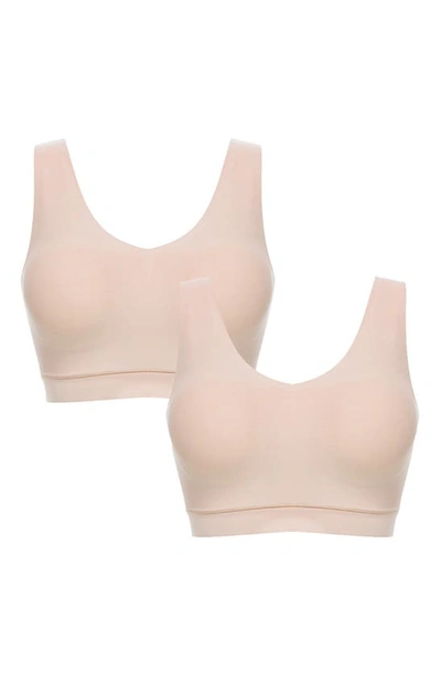 Chantelle Lingerie Soft Stretch 2-pack Padded V-neck Wireless Bras In Nude