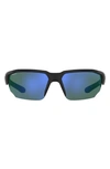 Under Armour 70mm Polarized Oversize Sport Sunglasses In Black Grey