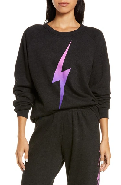 Aviator Nation Ombre Bolt Graphic Sweatshirt In Black/ Pink Purple
