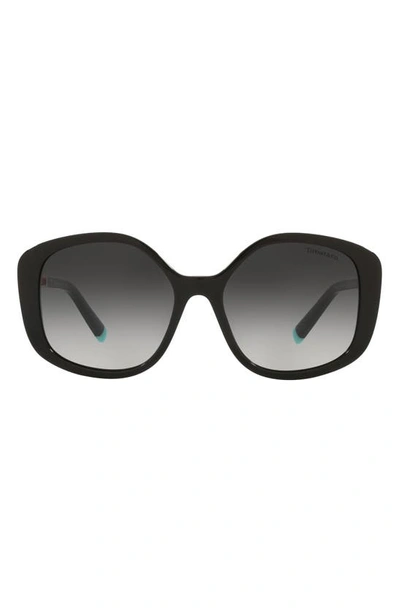 Tiffany & Co 54mm Gradient Irregular Sunglasses In Black/gray Gradient