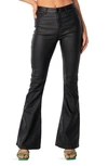 Edikted Luna Faux Leather Flare Leg Pants In Black