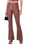 Edikted Luna Faux Leather Flare Leg Pants In Brown