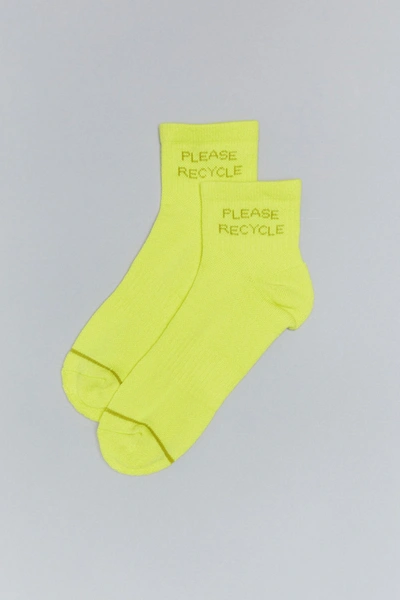Girlfriend Collective Neon Please Recycle Quarter Crew Sock