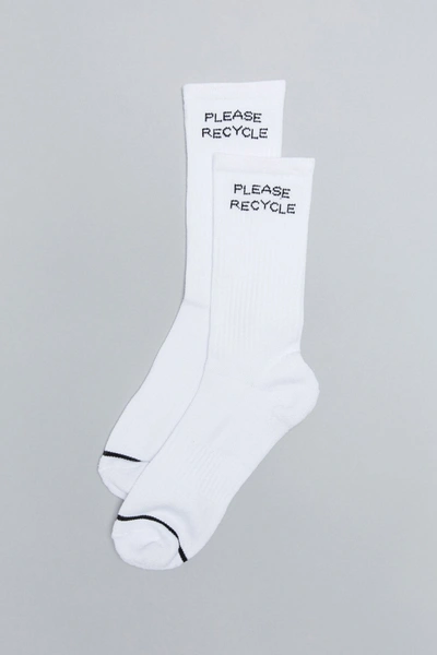 Girlfriend Collective White Please Recycle Crew Sock