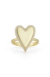 Glaze Jewelry 14k Yellow Gold Plated Sterling Silver Pavé Cz Heart Ring In Yellow Gold