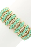 Olivia Welles Gold Plated Beaded Stretch Bracelet In Gold / Green
