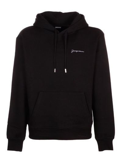 JACQUEMUS JACQUEMUS LOGO EMBROIDERED DRAWSTRING HOODIE