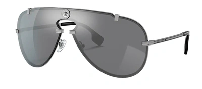Versace Gray Mirrored Black Aviator Mens Sunglasses Ve2243 10016g 43 In Grey