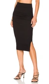 Michael Stars Rae Ribbed Midi Skirt In Grey In Black