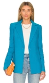 Alice And Olivia Pailey Fitted Linen-blend Blazer In Blue