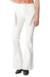 EDIKTED ENGINE WHITE LACE-UP HIGH WAIST FLARE JEANS