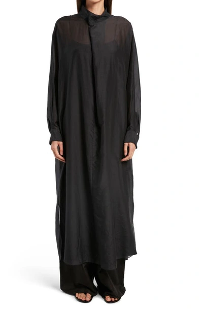 The Row Atla Cotton-blend Voile Midi Shirt Dress In Black