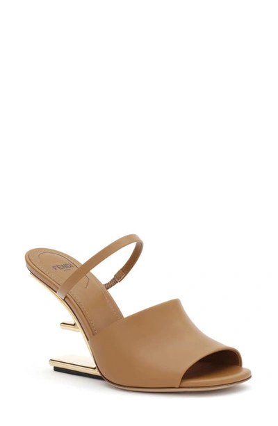 Fendi First Leather Sandal In Brown