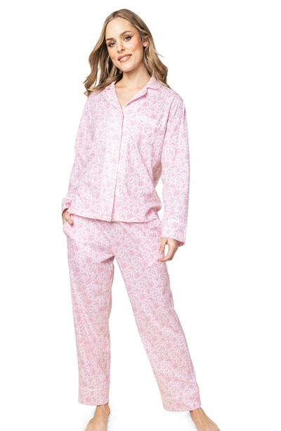 Petite Plume Striped Pima Cotton Pyjama Set In Pink Floral