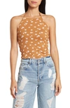 O'neill Seashore Floral Rib Halter Top In Chipmunk