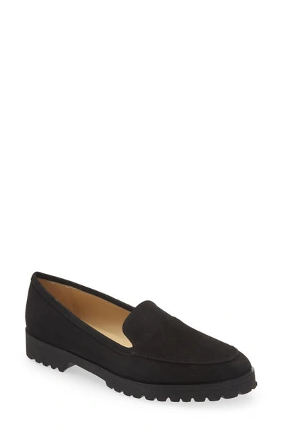 Andrea Carrano Suede Loafer In Black Suede