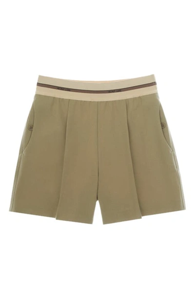 Helmut Lang Stretch Wool-blend Pull-on Short In Green