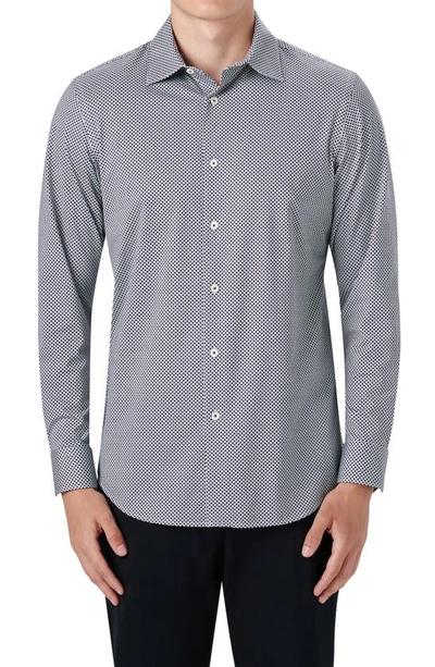 Bugatchi Ooohcotton® Diamond Print Button-up Shirt In Black