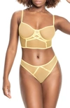 Mapalé Mesh Underwire Bra & Thong Set In Amalfi Yellow