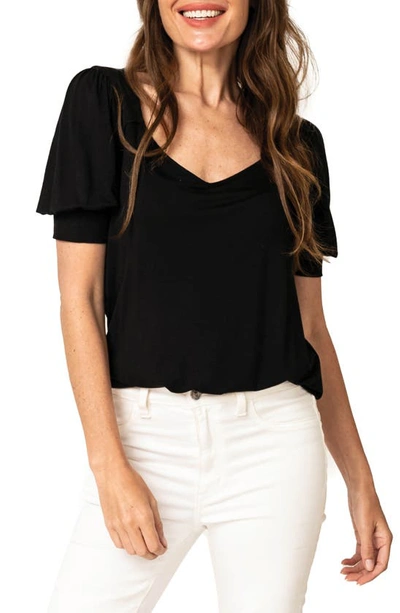Gibsonlook Sweetheart Neck Knit Top In Black