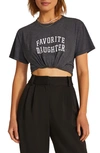 Favorite Daughter Collegiate Crop Graphic Tee In Charcoal