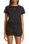 Alexander Wang T Puff Logo Bound Neck Essential Shrunk T-shirt In Black
