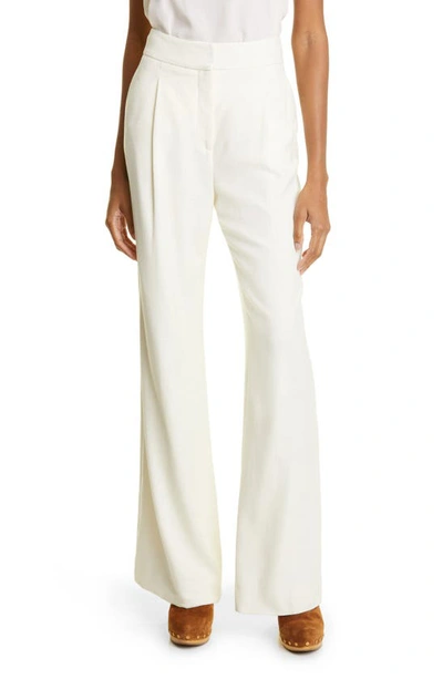 Veronica Beard Robinne Wide Leg Stretch Cotton Pants In Off-white