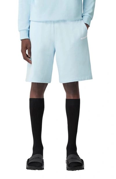 Burberry Straight-leg Logo-print Cotton-jersey Shorts In Blue