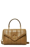 Tory Burch Kira Small Quilted Leather Satchel In Toasted Sesame/rolled Gold