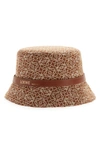 Loewe Leather-trimmed Cotton-blend Jacquard Bucket Hat In Tan/ Pecan 2713