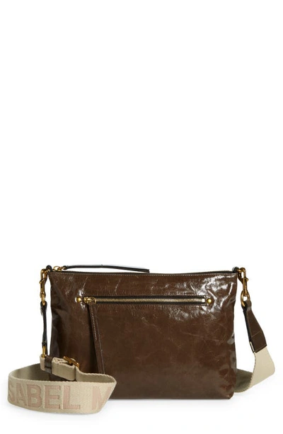 Isabel Marant New Nessah Leather Crossbody Bag In Khaki