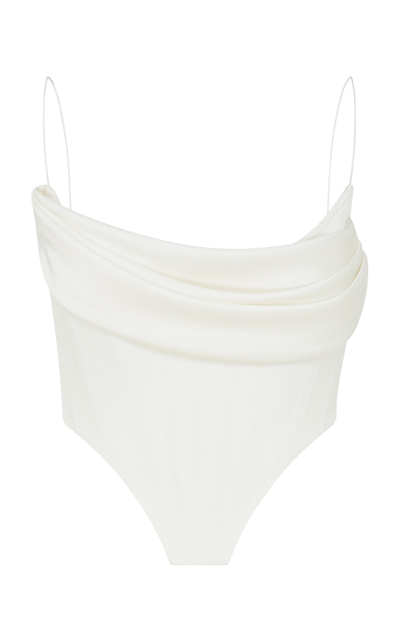 Alex Perry Pierce Satin Longline Corset Top In White