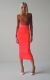Alex Perry Regan Ruched Midi Skirt In Pink