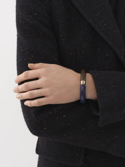 Chloé Jamie Gold-tone, Wood And Sodalite Cuff In Brown