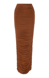 Alex Perry Women's Hartley Twist Front Ruched Mesh Maxi Skirt In Brown