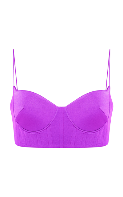 Alex Perry Women's Hart Satin Bustier Top In Orange,purple