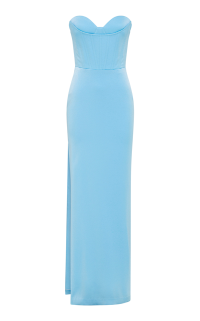 Alex Perry Honore Corsetted Satin Crepe Gown In Blue
