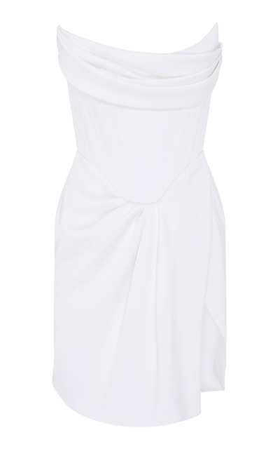 Alex Perry Audra Strapless Draped Satin-crepe Mini Dress In White