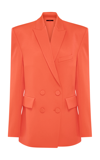 Alex Perry Wells Satin Crepe Blazer In Orange