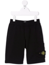 Stone Island Black Cotton Bermuda Shorts With Logo In Black