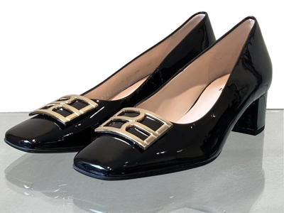 Pre-owned Hogl Women's Patent Leather Court Shoe Block Heel In Black Or Cherry By Högl 4024
