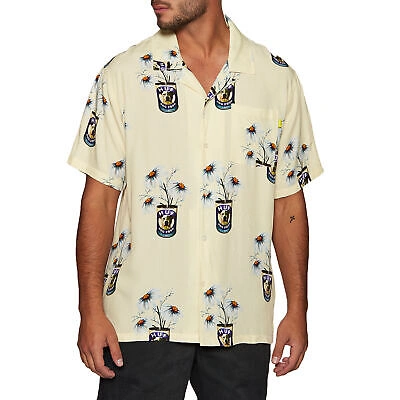 Pre-owned Huf Canned Resort Mens Shirt Short Sleeve - Off White All Sizes