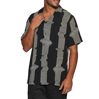 Pre-owned Huf Avalon Resort Mens Shirt Short Sleeve - Black All Sizes