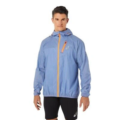 Pre-owned Asics Mens Fujitrail Jacket Top Blue Sports Running Full Zip Breathable