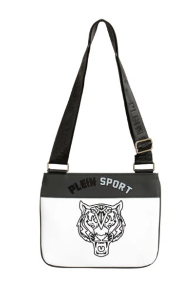 Pre-owned Plein Sport Unisex White & Black Logo Print Crossbody Bag