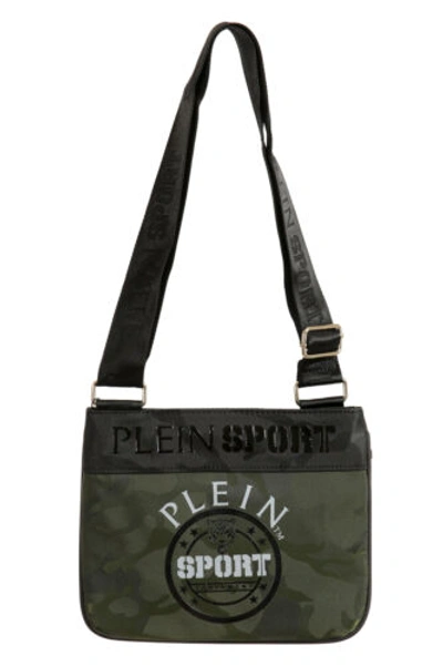 Pre-owned Plein Sport Unisex Military Green Logo Print Crossbody Bag