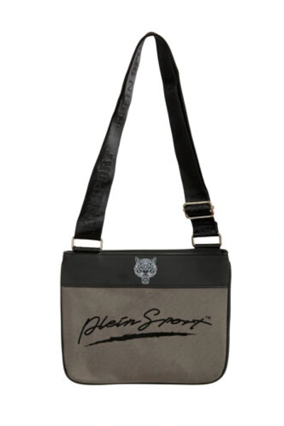 Pre-owned Plein Sport Unisex Grey Logo Print Crossbody Bag
